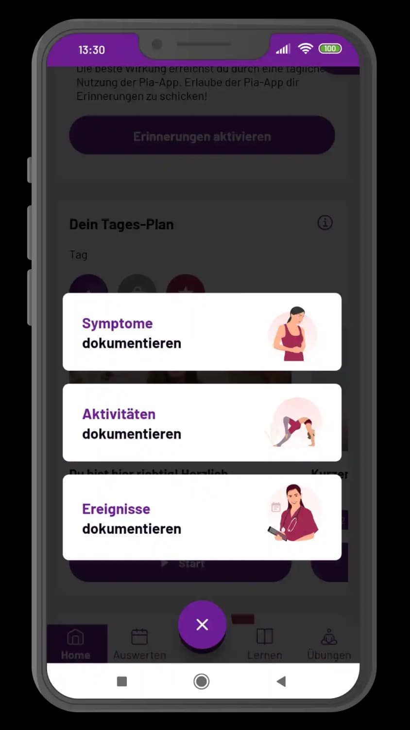 Pia-App: Symptom-Tagebuch